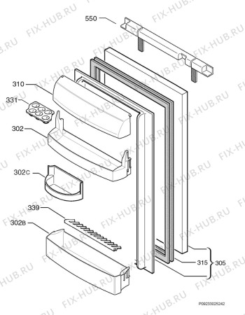 Взрыв-схема холодильника Zanussi ZQA12430DA - Схема узла Door 003